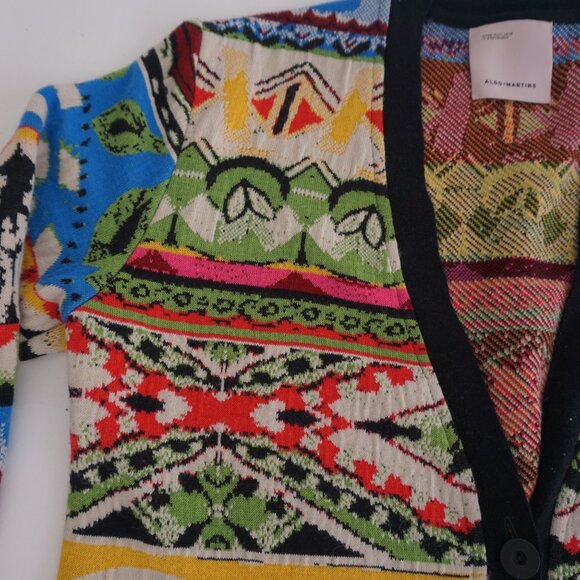 Aldo Martins Nashira Sweater Multi Color Wool Blend Long Cardigan Sweater L - Picture 8 of 15